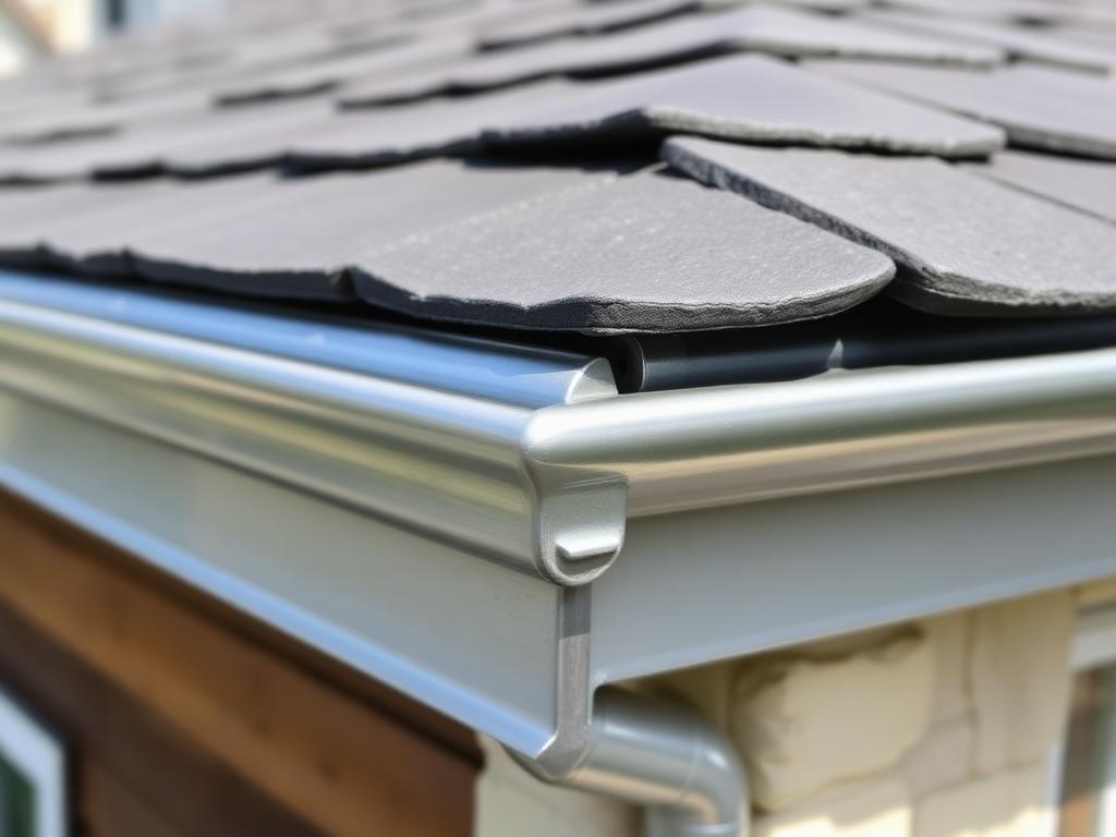 Gouttière zinc posée en rive de toiture ardoise